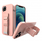 Dėklas su dirželu Rope case gel TPU Samsung Galaxy A12 rožinis Dėklas su dirželu Rope case gel TPU Samsung Galaxy A12 rožinis