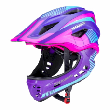 Rockbros TT-32SBPP-S children&#39s bicycle helmetdetachable chinbar, size S - violetinis-pink