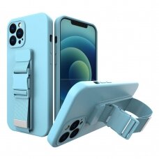Dėklas su dirželiu Rope case gel TPU iPhone 12 mini Mėlynas NDRX65