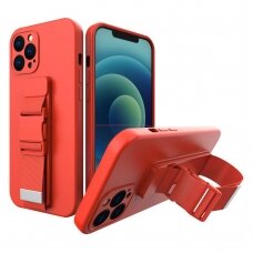 Dėklas su dirželiu Rope case gel TPU iPhone 12 mini Raudonas NDRX65