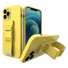 Dėklas su dirželiu Rope case gel TPU iPhone 12 mini Geltonas NDRX65