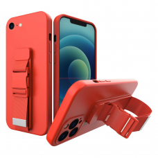 Dėklas su dirželiu Rope case gel TPU iPhone 8 Plus / iPhone 7 Plus raudonas