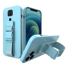 Dėklas su dirželiu Rope case gel TPU Xiaomi Redmi 10X 4G / Xiaomi Redmi Note 9 mėlynas