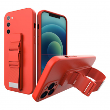 Dėklas su dirželiu Rope Case Silicone Samsung Galaxy S22 + (S22 Plus) raudonas