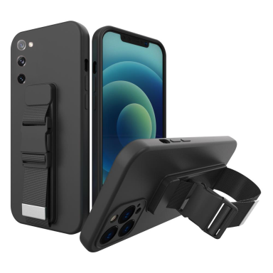 Dėklas su dirželiu Rope Case Samsung Galaxy S21 FE juodas Dėklas su dirželiu Rope Case Samsung Galaxy S21 FE juodas
