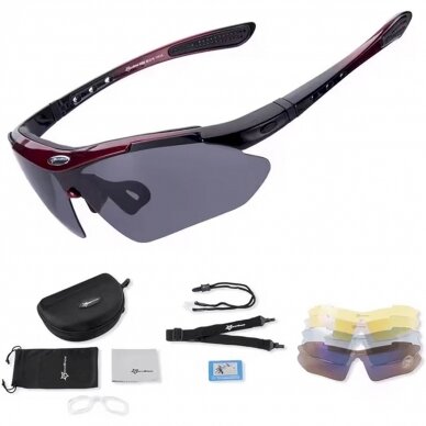 Rockbros 10001 polarizing cycling glasses - Juodas red