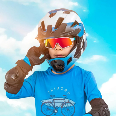 Rockbros 14110009003 photochromic cycling glasses children 8-14 years old - žalias baltas 2