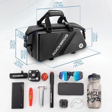 Rockbros 30140090001 bicycle Krepšys trunk 11.6l - Juodas 8 Rockbros 30140090001 bicycle Krepšys trunk 11.6l - Juodas 8