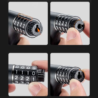 Dviračio spyna Rockbros 3230002001 su kodu ir raktu – juoda 14