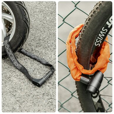 Dviračio spyna Rockbros 3230002001 su kodu ir raktu – juoda 9