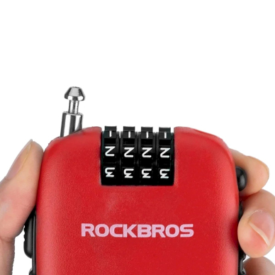 Rockbros 32420981001 Dviračio užraktas su ištraukiamu kabeliu – raudonas 1