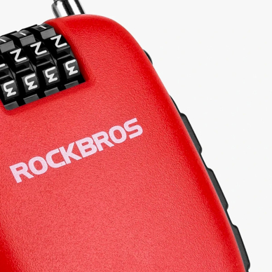 Rockbros 32420981001 Dviračio užraktas su ištraukiamu kabeliu – raudonas 2
