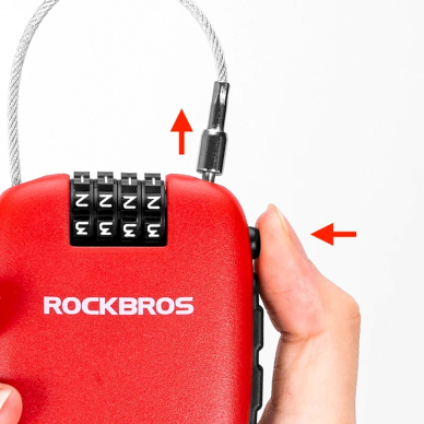Rockbros 32420981001 Dviračio užraktas su ištraukiamu kabeliu – raudonas 3