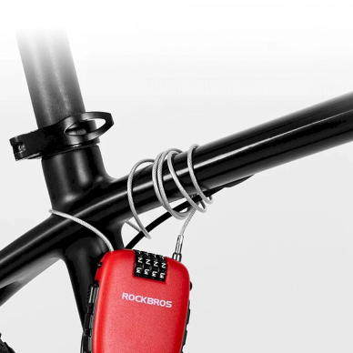 Rockbros 32420981001 Dviračio užraktas su ištraukiamu kabeliu – raudonas 4