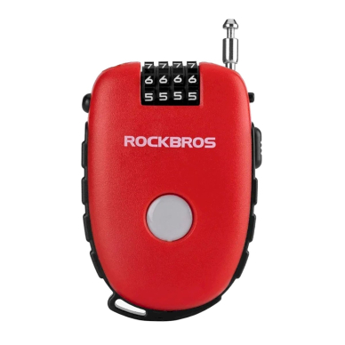 Rockbros 32420981001 Dviračio užraktas su ištraukiamu kabeliu – raudonas