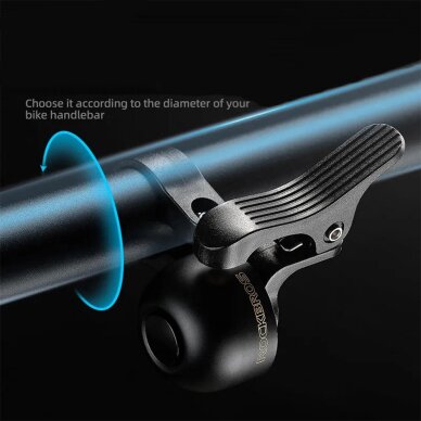 Dviračio skambutis Rockbros 34210007001 kairiajai vairo pusei – juodas 1 Dviračio skambutis Rockbros 34210007001 kairiajai vairo pusei – juodas 1