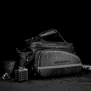 Dviračio krepšys Rockbros A6-6 ant bagažinės, 35 l, su išskleidžiamomis kišenėmis – juodas 7