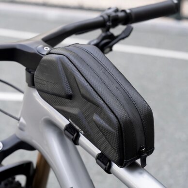 Dviračio rėmo krepšys Rockbros kietas, viršutinei vamzdžio daliai, 1.4 l – juodas 7