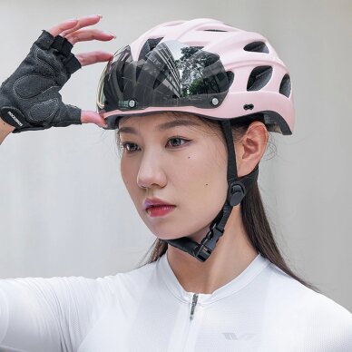 Dviračio šalmas Rockbros su skydeliu, nuimamais UV akiniais, unisex – rožinis 11 Dviračio šalmas Rockbros su skydeliu, nuimamais UV akiniais, unisex – rožinis 11