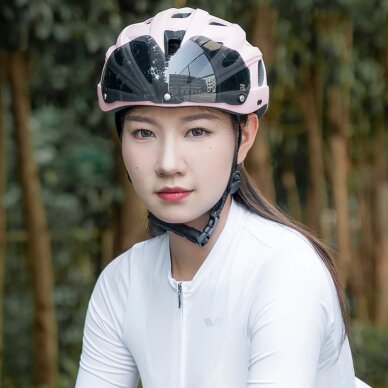 Dviračio šalmas Rockbros su skydeliu, nuimamais UV akiniais, unisex – rožinis 4 Dviračio šalmas Rockbros su skydeliu, nuimamais UV akiniais, unisex – rožinis 4