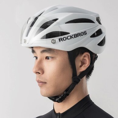 Dviračio šalmas Rockbros su skydeliu, nuimamais UV apsauginiais akiniais, unisex – rudas 5