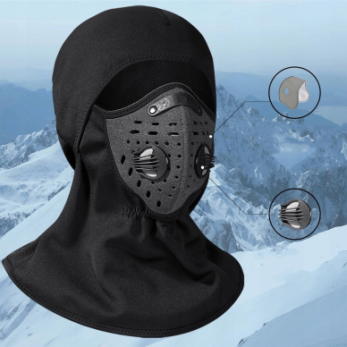 Rockbros LF7127-1 Naujos kartos sportinė balaklava su filtru – juodas 4