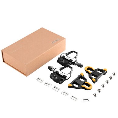 Rockbros LP-RD2BK Shimano SPD-SL plento pedalai su geltonais fiksatoriais – juodi ir sidabriniai 4 Rockbros LP-RD2BK Shimano SPD-SL plento pedalai su geltonais fiksatoriais – juodi ir sidabriniai 4