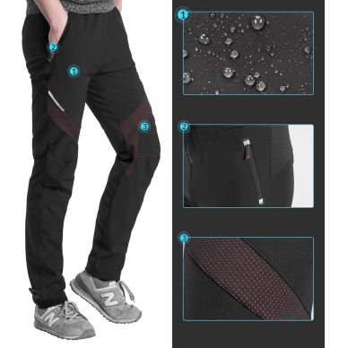 Rockbros Patrol Cycling Windproof Sportinės kelnės, dydis L – juodas 4 Rockbros Patrol Cycling Windproof Sportinės kelnės, dydis L – juodas 4
