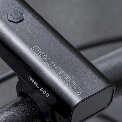Rockbros RHL600 Priekinis dviračio žibintas 600lm 2600mAh IPX6 – juodas 1