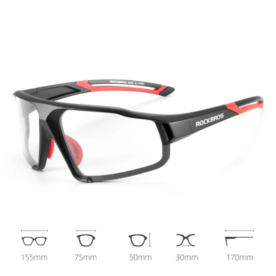 Rockbros SP216BK photochromic UV400 cycling glasses - Juodas red 1