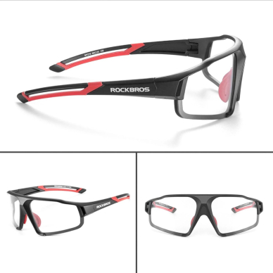 Rockbros SP216BK photochromic UV400 cycling glasses - Juodas red 5