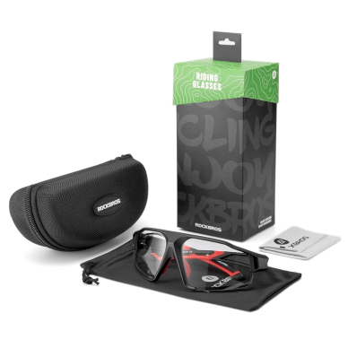 Rockbros SP216BK photochromic UV400 cycling glasses - Juodas red 6