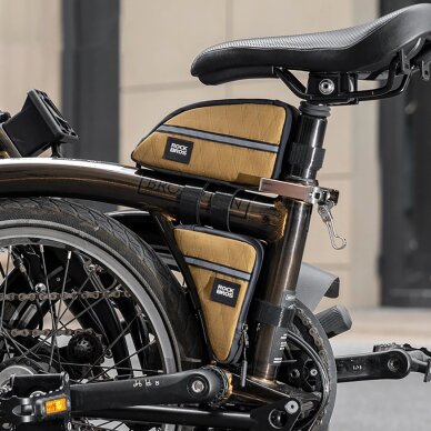 Dviračio trikampis rėmo krepšys Rockbros 0.3 l – rudas 2