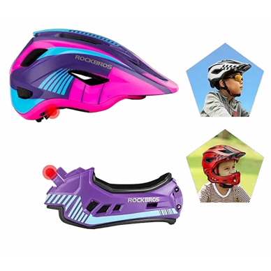 Rockbros TT-32SBPP-S children's bicycle helmetdetachable chinbar, size S - violetinis-pink 3 Rockbros TT-32SBPP-S children's bicycle helmetdetachable chinbar, size S - violetinis-pink 3
