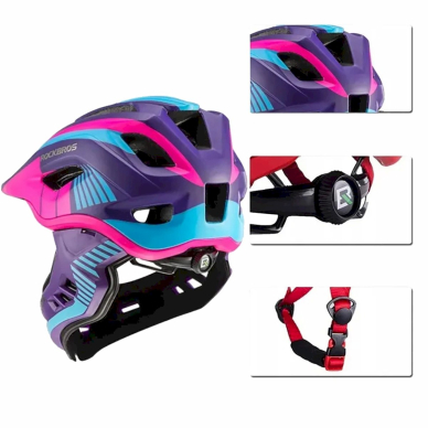 Rockbros TT-32SBPP-S children's bicycle helmetdetachable chinbar, size S - violetinis-pink 4 Rockbros TT-32SBPP-S children's bicycle helmetdetachable chinbar, size S - violetinis-pink 4