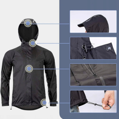 Rockbros YPY013BK4XL Rain Jacket Breathable Windproof XXXXL - Juodas 1