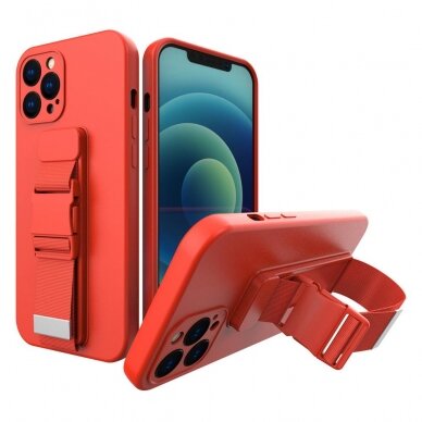 Dėklas su dirželiu Rope case gel TPU iPhone 13 Pro Raudonas Dėklas su dirželiu Rope case gel TPU iPhone 13 Pro Raudonas