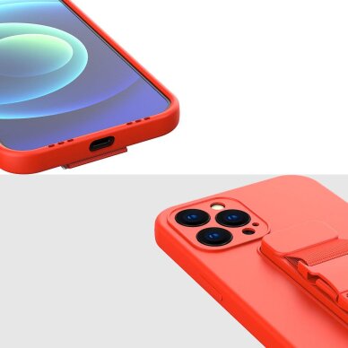 Akcija! Dėklas su dirželiu Rope case gel TPU iPhone 13 geltonas  3