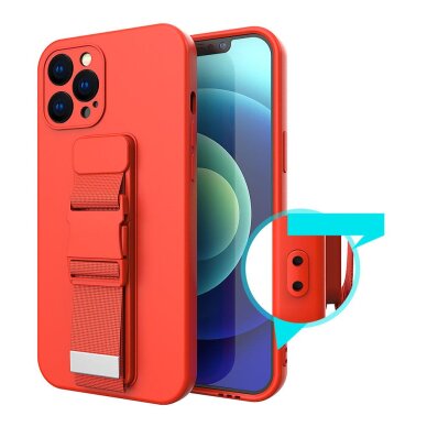 Akcija! Dėklas su dirželiu Rope case gel TPU iPhone 13 geltonas  6