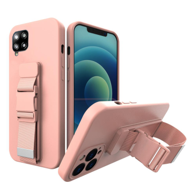 Dėklas su dirželiu Rope case gel TPU Samsung Galaxy A22 4G rožinis Dėklas su dirželiu Rope case gel TPU Samsung Galaxy A22 4G rožinis