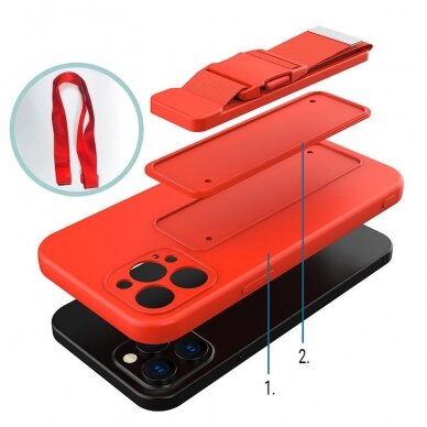 Dėklas su dirželiu Rope case gel TPU Samsung Galaxy A22 5G raudonas 6