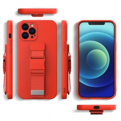 Dėklas su dirželiu Rope case gel TPU Samsung Galaxy A32 5G raudonas 2