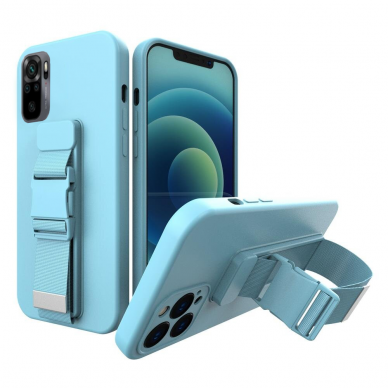 Dėklas su dirželiu Rope case gel TPU Xiaomi Redmi Note 10 / Redmi Note 10S mėlynas Dėklas su dirželiu Rope case gel TPU Xiaomi Redmi Note 10 / Redmi Note 10S mėlynas