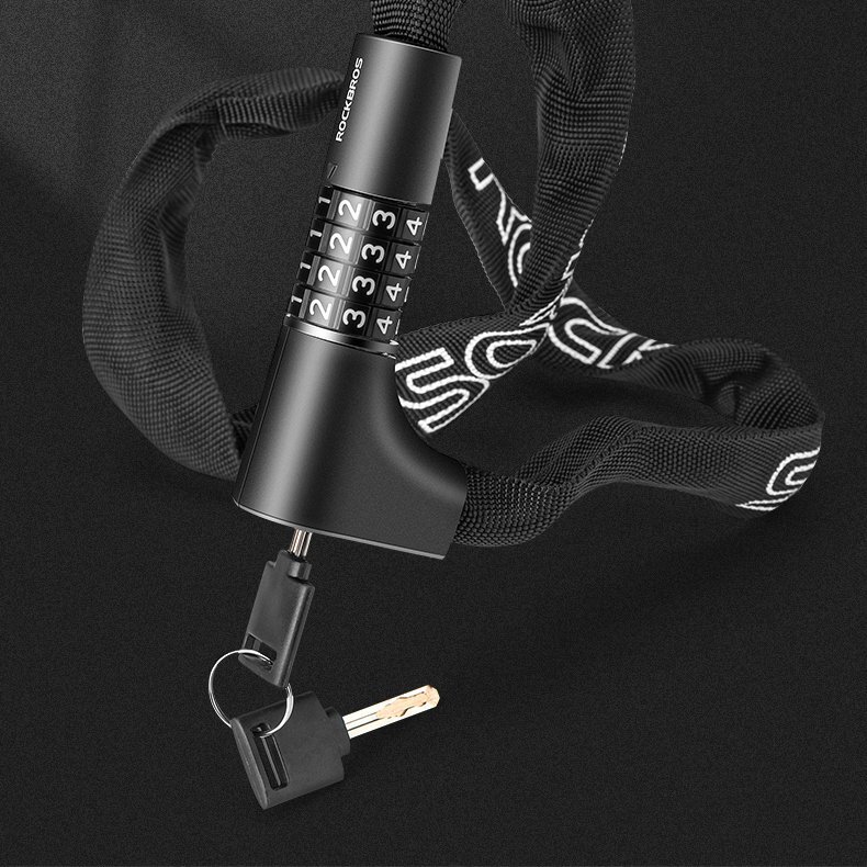 Dviračio spyna Rockbros 3230002001 su kodu ir raktu – juoda 6