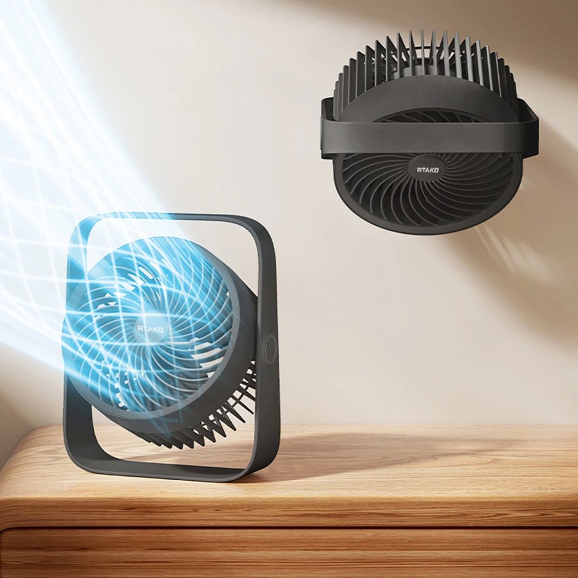 Mini ventiliatorius Rtako WD0Y6S su dvigubu sraigtu 3600 mAh – juodas 1