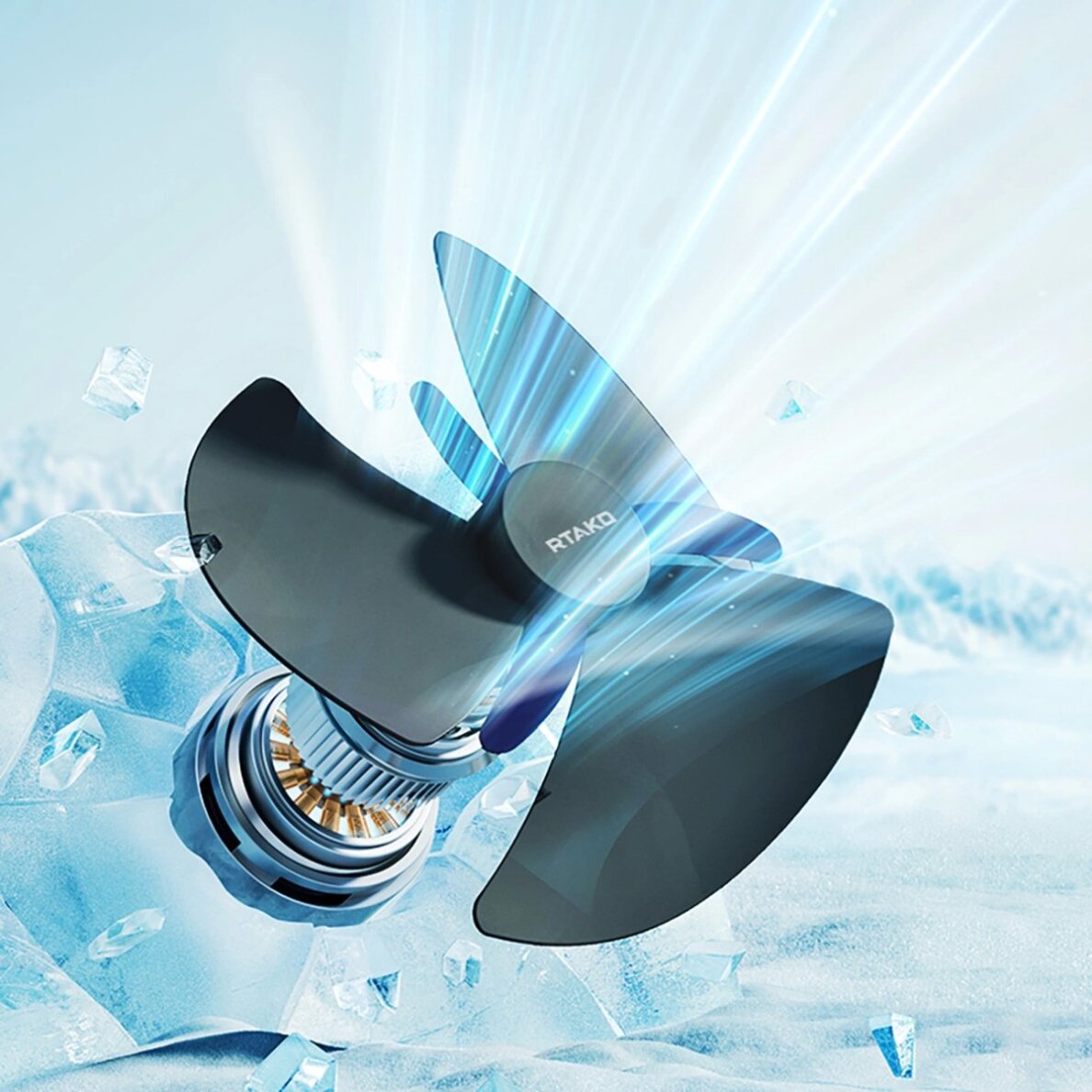 Mini ventiliatorius Rtako WD0Y6S su dvigubu sraigtu 3600 mAh – juodas 3 Mini ventiliatorius Rtako WD0Y6S su dvigubu sraigtu 3600 mAh – juodas 3