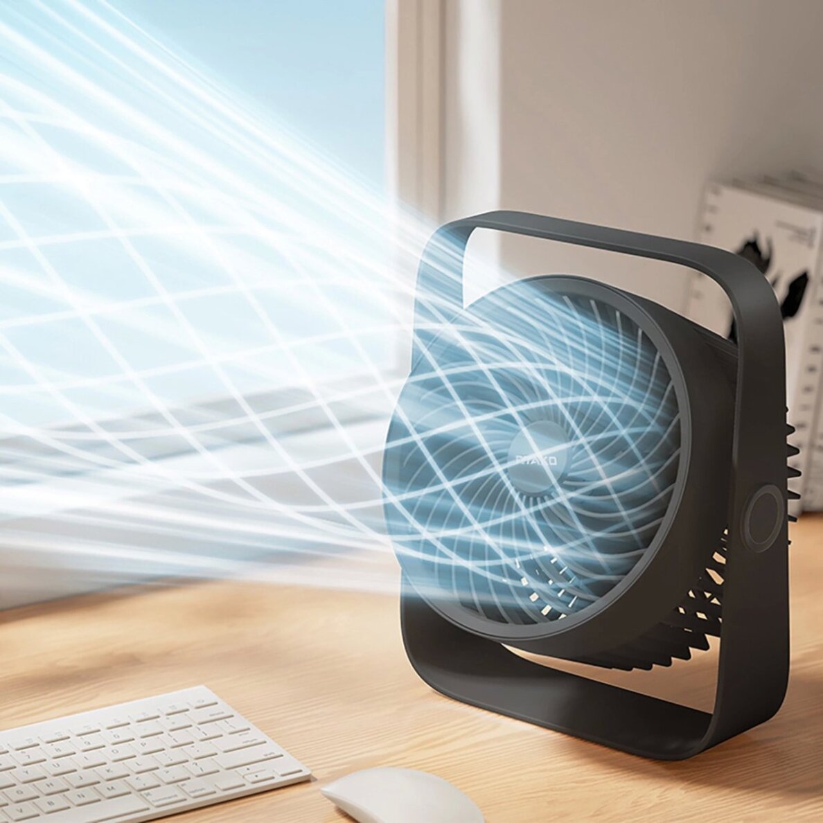 Mini ventiliatorius Rtako WD0Y6S su dvigubu sraigtu 3600 mAh – juodas 4 Mini ventiliatorius Rtako WD0Y6S su dvigubu sraigtu 3600 mAh – juodas 4