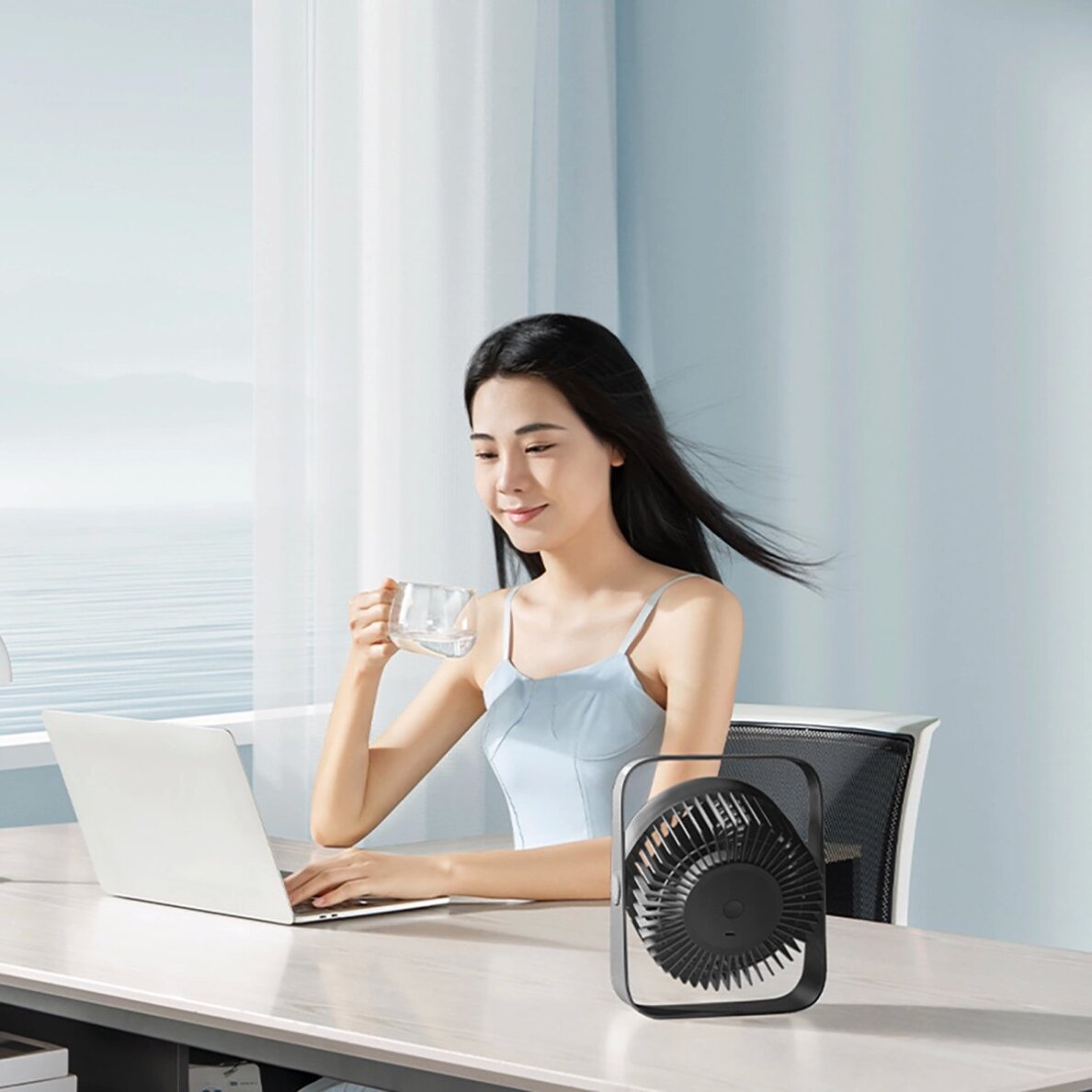 Mini ventiliatorius Rtako WD0Y6S su dvigubu sraigtu 3600 mAh – juodas 7