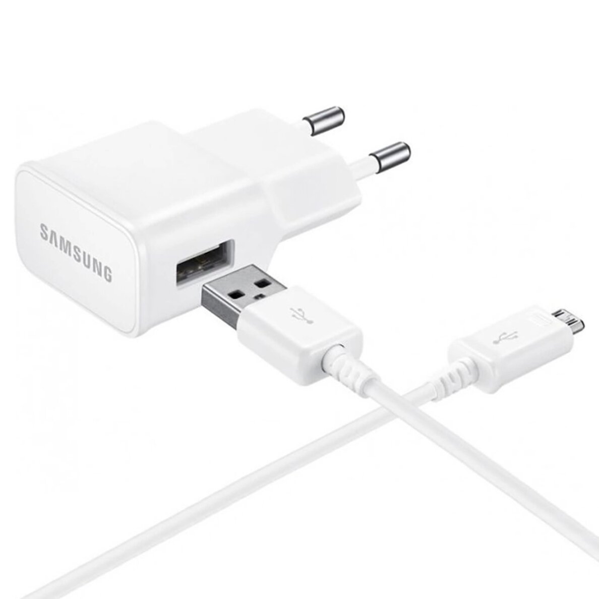 Samsung EP-TA50EWE 8W USB-A Wall Charger with MicroUSB Cable ECB-DU4AWE (Bulk - Replacement Packaging) - White Samsung EP-TA50EWE 8W USB-A Wall Charger with MicroUSB Cable ECB-DU4AWE (Bulk - Replacement Packaging) - White