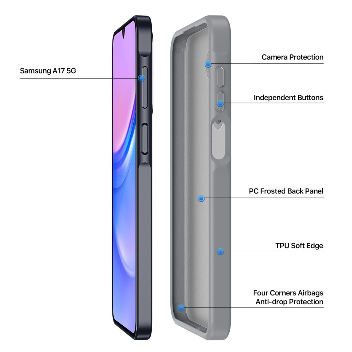 Samsung Galaxy A17 4G / A17 5G Dux Ducis Yind dėklas – pilkas 1 Samsung Galaxy A17 4G / A17 5G Dux Ducis Yind dėklas – pilkas 1